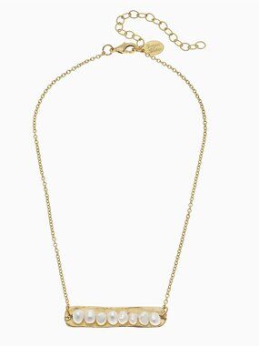 Refined! Genuine Freshwater Pearl Bar Necklace — Gold Minimalist Statement